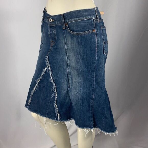 Vintage Y2K Lucky Brand Rosey Raw Hem Asymmetrical Denim Skirt Size 10 - Picture 7 of 12